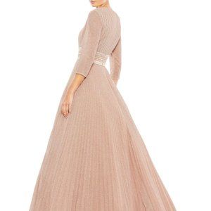 Rose Gold Leena for Mac Duggal Sparkle Pleated Ballgown